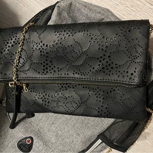 Elegant Black Laser-Cut Clutch